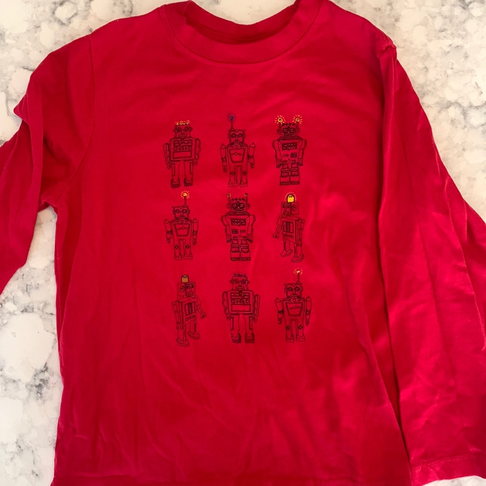 Hanna Andersson Long sleeve robot T-shirt, size 6-7